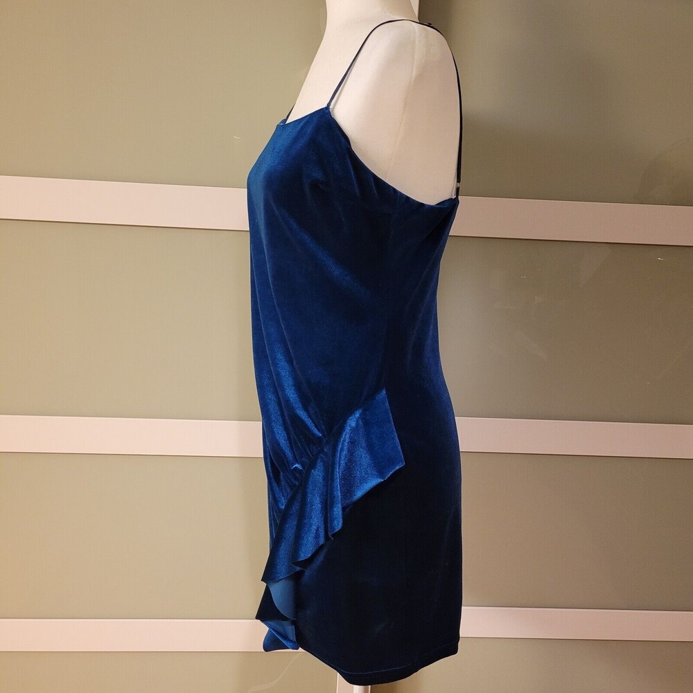 American Threads Velour Blue Mini Dress - Picture 3 of 10